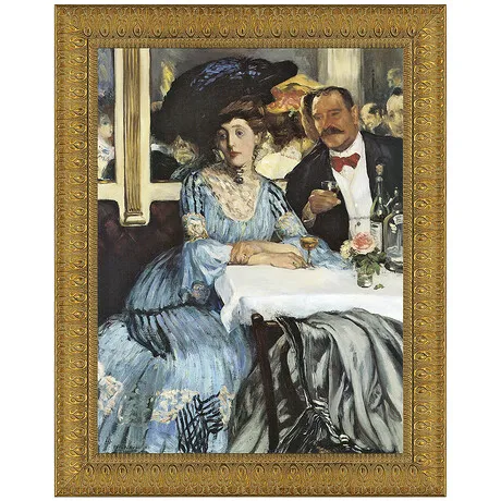 Chez Mouquin Framed Canvas Replica Painting: Large