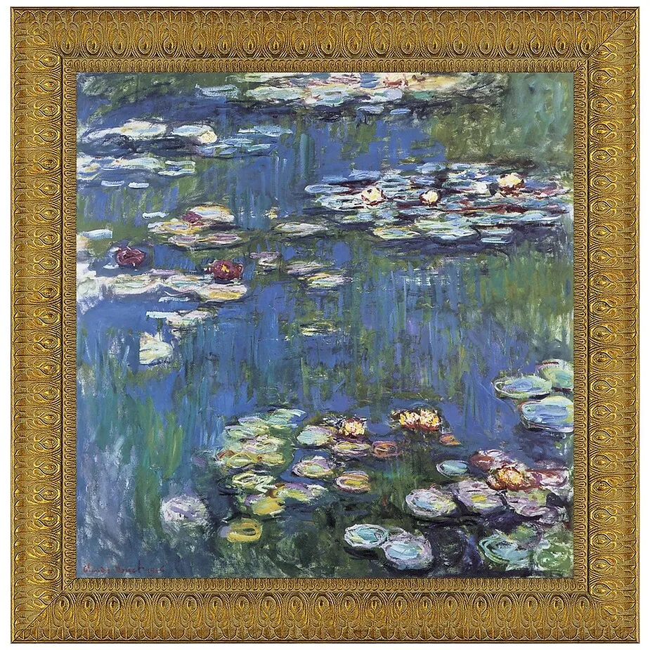 Waterlilies Framed Canvas Replica Painting: Large