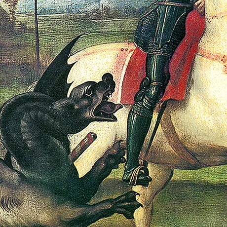 Saint George Fighting the Dragon Framed Canvas Replica Painting: Small