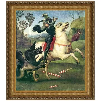 Saint George Fighting the Dragon Framed Canvas Replica Painting: Large