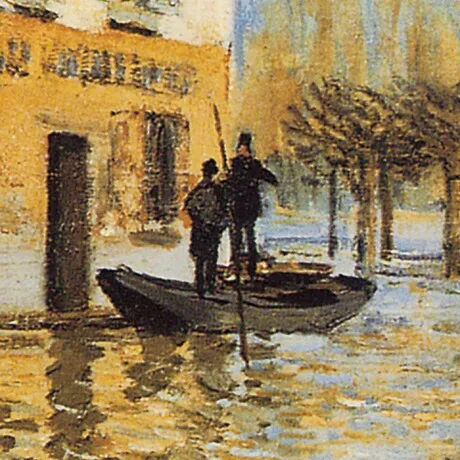 L'Inondation a Port-Marly Framed Canvas Replica Painting: Small