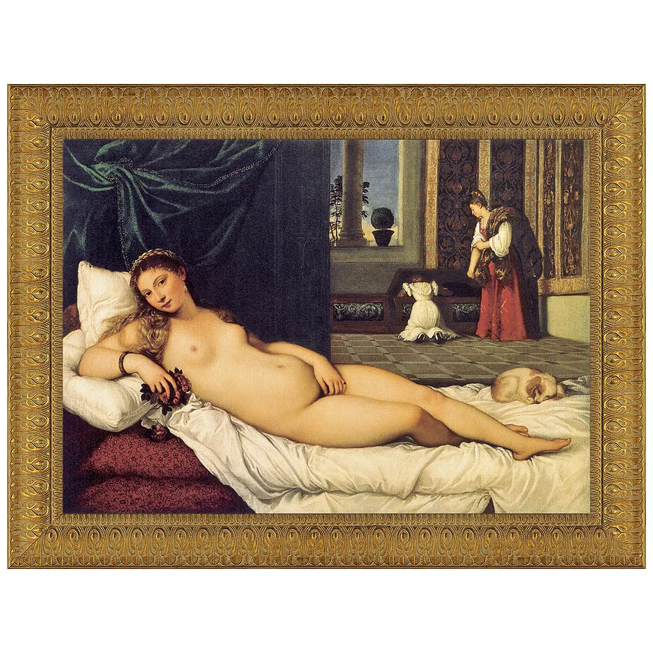 The Venus of Urbino Framed Canvas Replica Painting: Large