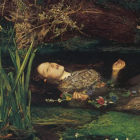 Ophelia Framed Canvas Replica Painting: Grande