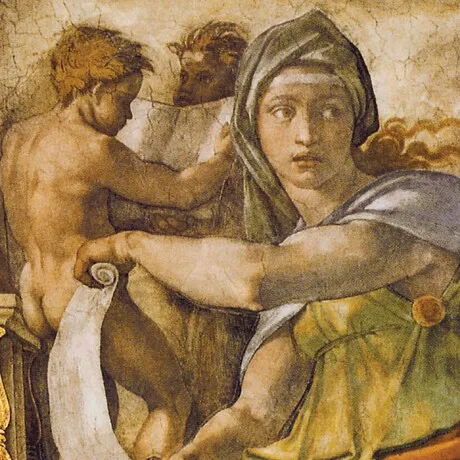 The Delphic Sibyl Framed Canvas Replica Painting: Medium