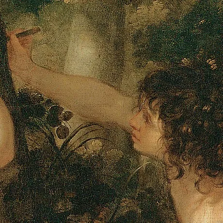 Angelica and Medoro Framed Canvas Replica Painting: Medium