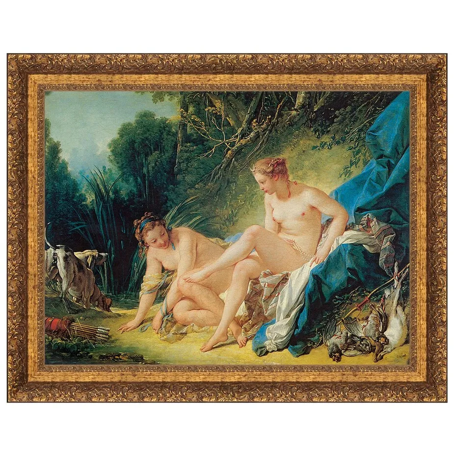 Diana Leaving Her Bath Framed Canvas Replica Painting: Grande