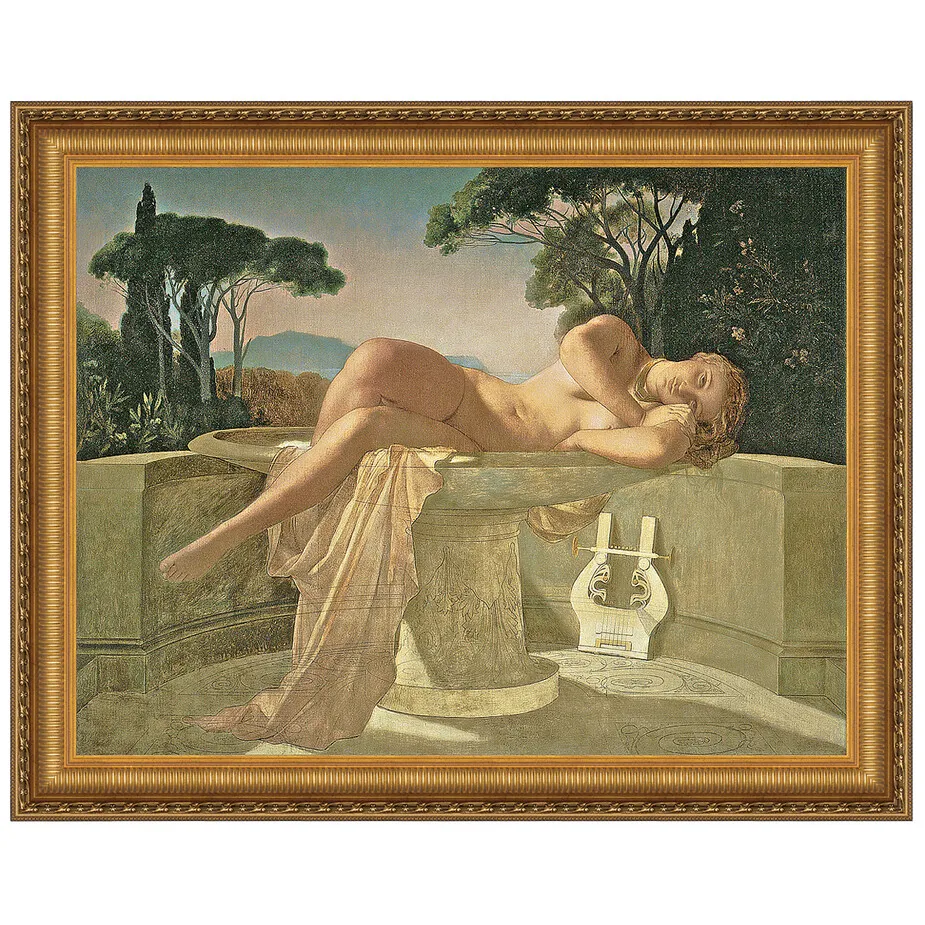 Girl in a Basin Framed Canvas Replica Painting: Medium