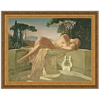 Girl in a Basin Framed Canvas Replica Painting: Grande