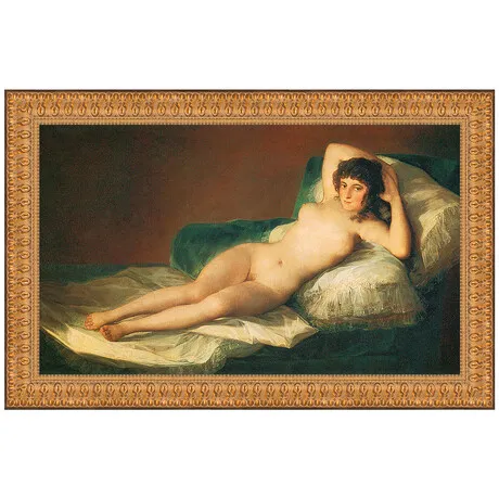 The Nude Maja (La Maja Desnuda) Framed Canvas Replica Painting: Small