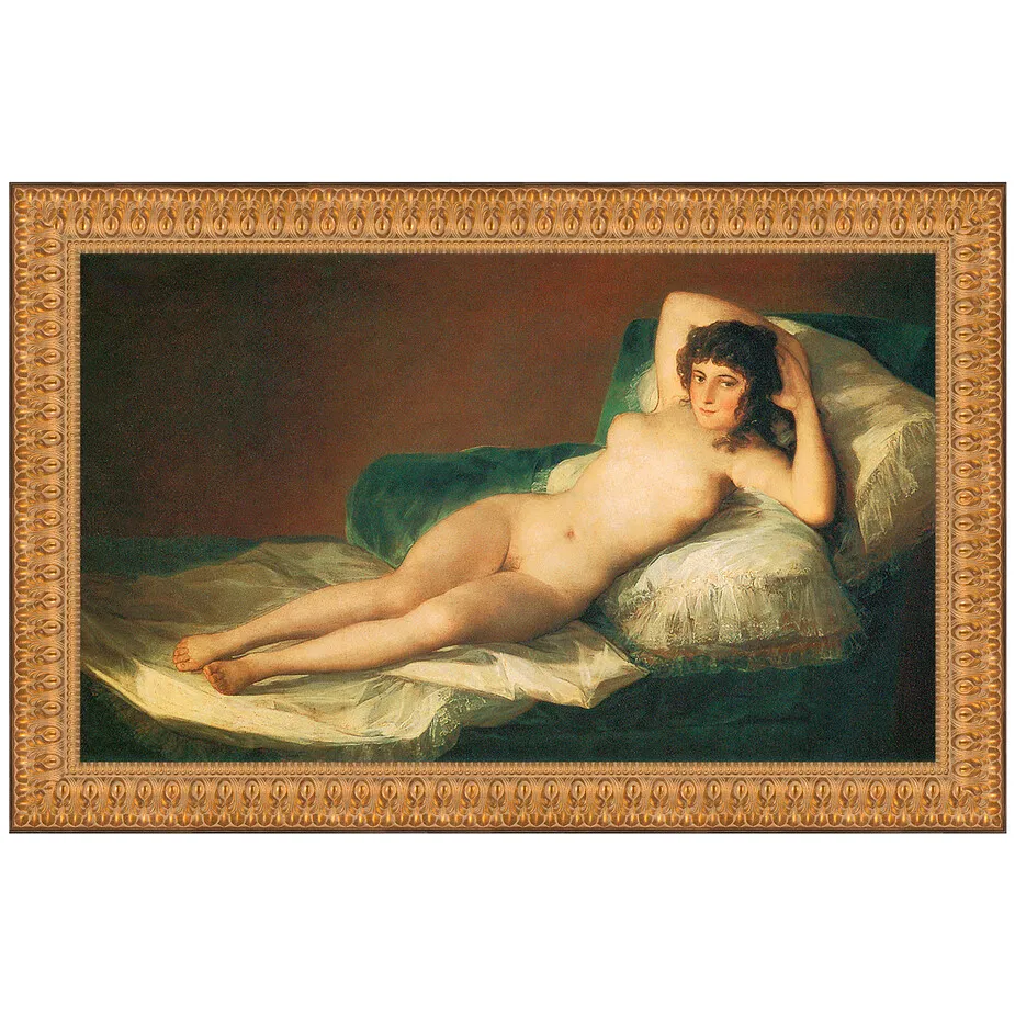 The Nude Maja (La Maja Desnuda) Framed Canvas Replica Painting: Small