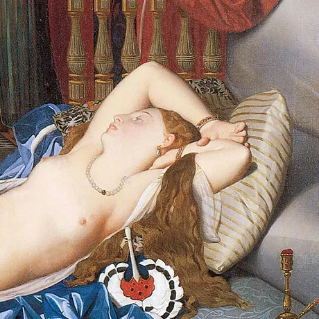 Odalisque with Slave Framed Canvas Replica Painting: Small
