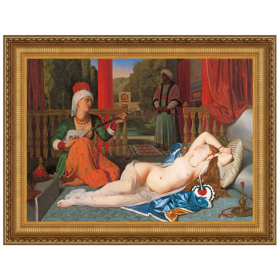 Odalisque with Slave Framed Canvas Replica Painting: Medium