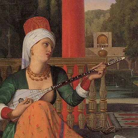 Odalisque with Slave Framed Canvas Replica Painting: Large