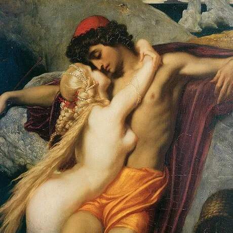 The Fisherman and the Syren Framed Canvas Replica Painting: Grande