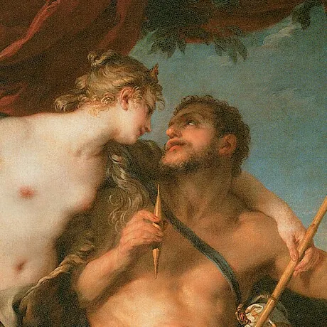Hercules and Omphale Framed Canvas Replica Painting: Medium