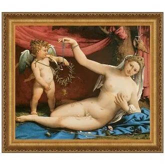 Venus and Cupid Framed Canvas Replica Painting: Large