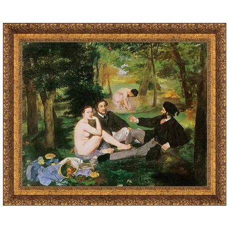 Luncheon on the Grass Framed Canvas Replica Painting: Grande