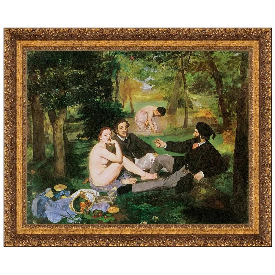 Luncheon on the Grass Framed Canvas Replica Painting: Grande