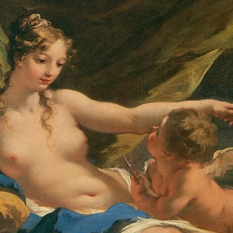 Venus and Cupid Framed Canvas Replica Painting: Small