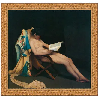 The Reading Girl Framed Canvas Replica Painting: Large