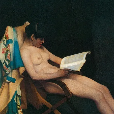 The Reading Girl Framed Canvas Replica Painting: Grande