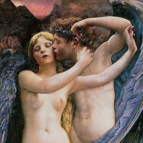 Cupid and Psyche Framed Canvas Replica Painting: Large
