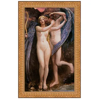 Cupid and Psyche Framed Canvas Replica Painting: Grande