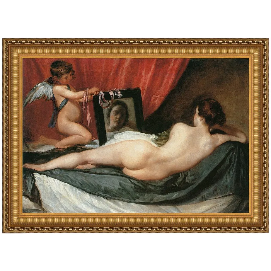 Venus at her Mirror Framed Canvas Replica Painting: Small