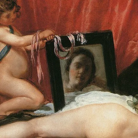 Venus at her Mirror Framed Canvas Replica Painting: Large