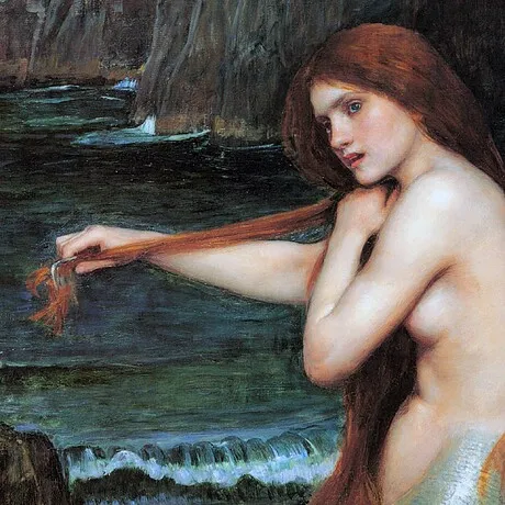 A Mermaid Framed Canvas Replica Painting: Small