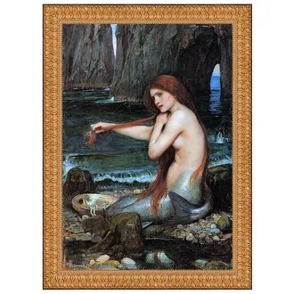 A Mermaid Framed Canvas Replica Painting: Grande