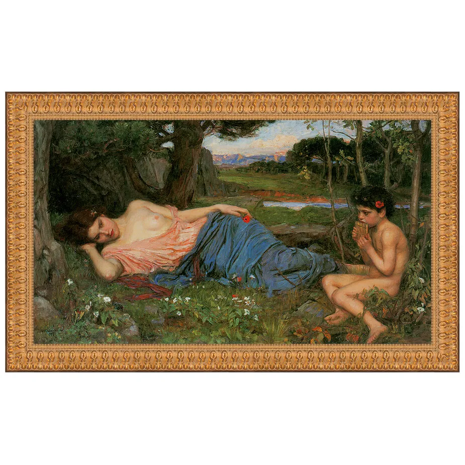 Listen to my Sweet Pipings Framed Canvas Replica Painting: Medium