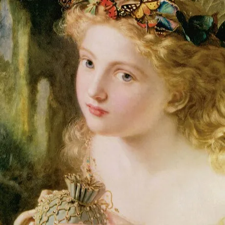 Take the Fair Face of Woman Framed Canvas Replica Painting: Grande