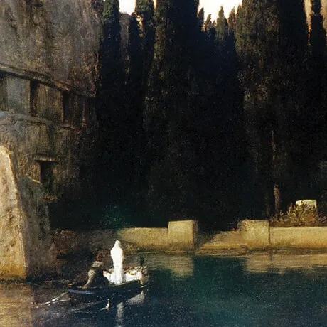 Island of the Dead (III) Framed Canvas Replica Painting: Medium