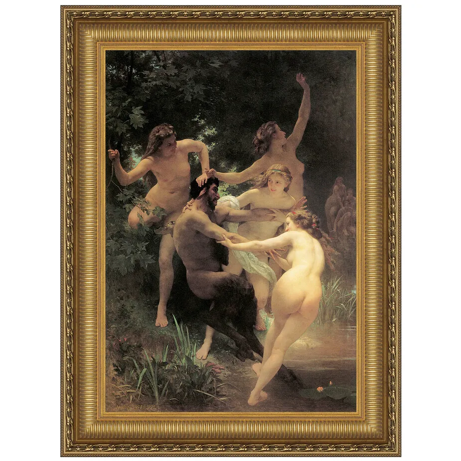 Nymphs and Satyr Framed Canvas Replica Painting: Grande