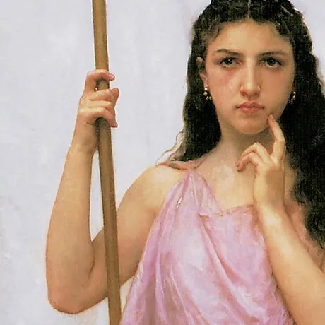 Young Priestess Framed Canvas Replica Painting: Medium