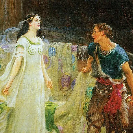 Tristan and Iseult Framed Canvas Replica Painting: Large