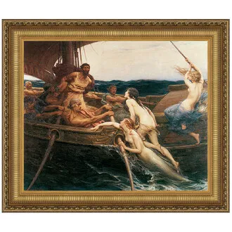 Ulysses and the Sirens Framed Canvas Replica Painting: Grande
