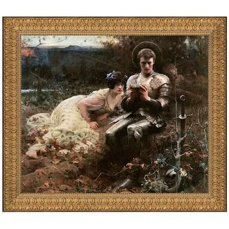 The Temptation of Sir Percival Framed Canvas Replica Painting: Grande
