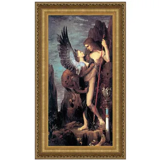 Oedipus and the Sphinx Framed Canvas Replica Painting: Grande
