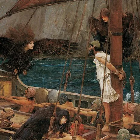 Ulysses and the Sirens Framed Canvas Replica Painting: Medium