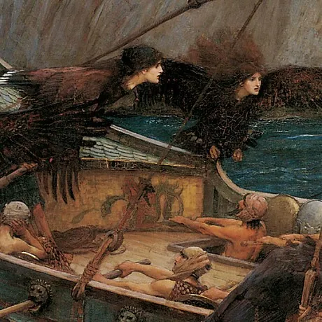 Ulysses and the Sirens Framed Canvas Replica Painting: Medium