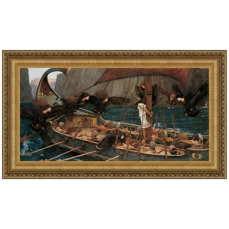 Ulysses and the Sirens Framed Canvas Replica Painting: Medium