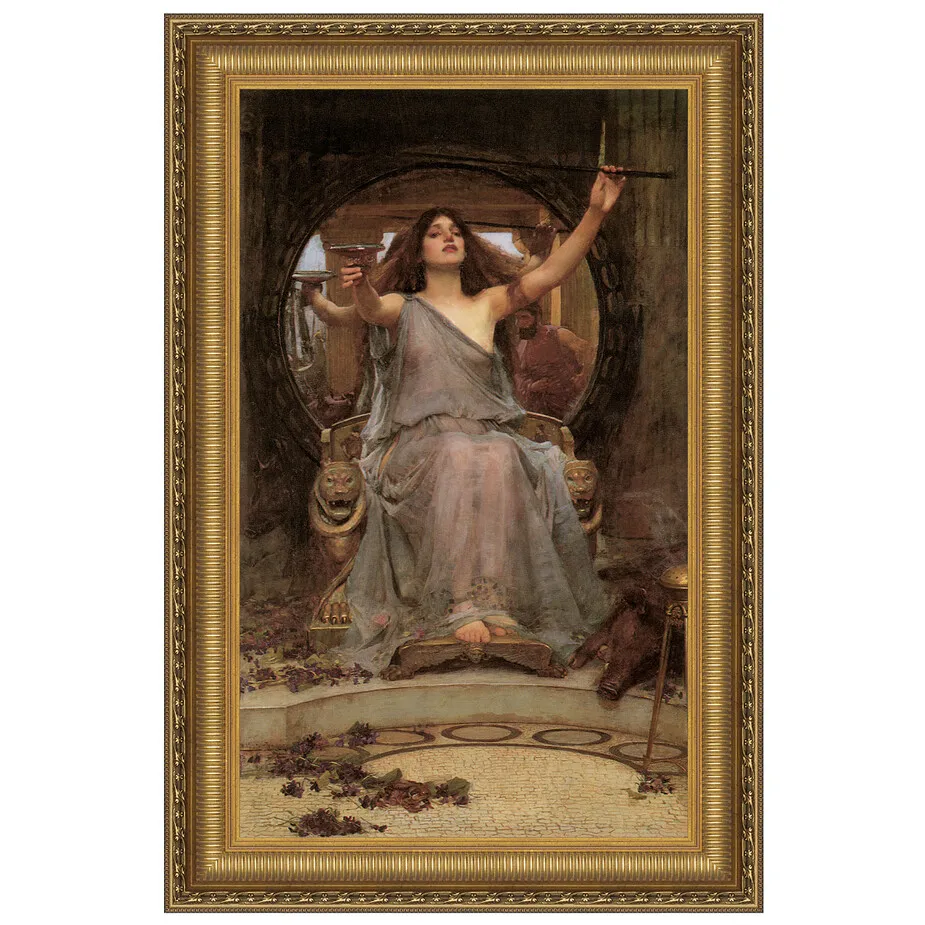 Circe Offering the Cup to Ulysses Framed Canvas Replica Painting: Small