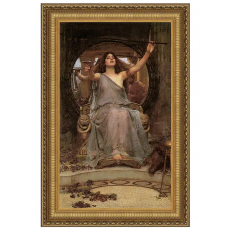 Circe Offering the Cup to Ulysses Framed Canvas Replica Painting: Large