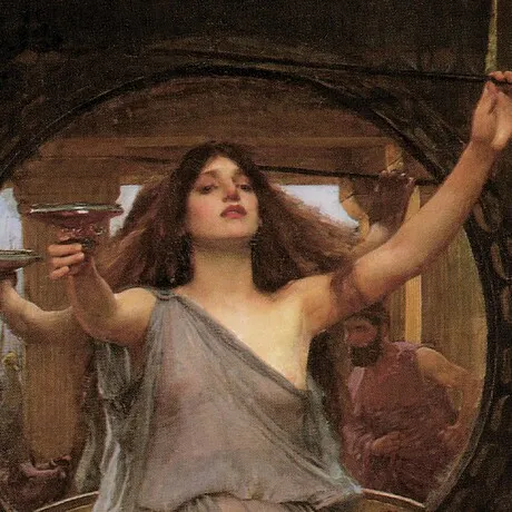 Circe Offering the Cup to Ulysses Framed Canvas Replica Painting: Grande