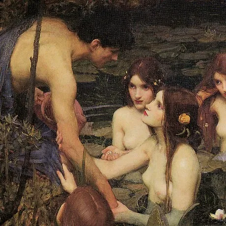 Hylas and the Water Nymphs Framed Canvas Replica Painting: Small
