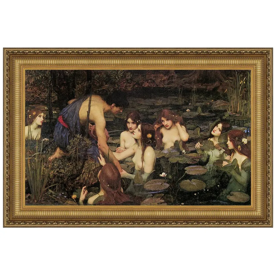 Hylas and the Water Nymphs Framed Canvas Replica Painting: Small