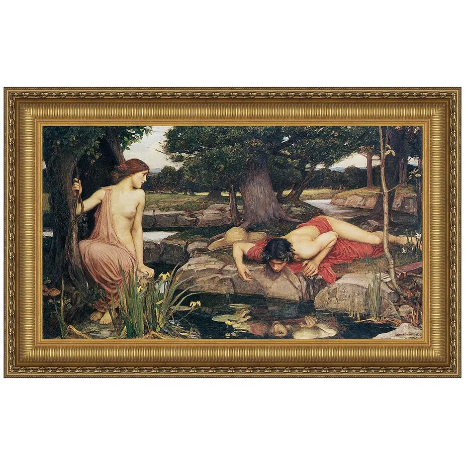Echo and Narcissus Framed Canvas Replica Painting: Large