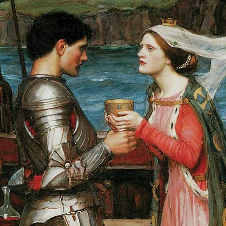Tristan and Isolde Sharing the Potion Framed Canvas Replica Painting: Grande